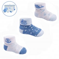 S503: Boys 3 Pack Turnover Socks (0-12 Months)